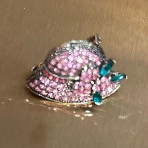 Pink and green Rhinestone Hat Brooch